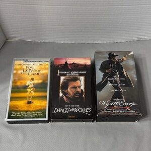 Lot of 3 Classic VHS Movies Starring Kevin Costner in Various Themed Films